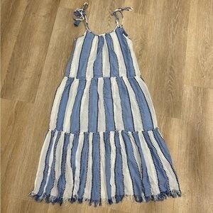 Blue Island striped midi dress